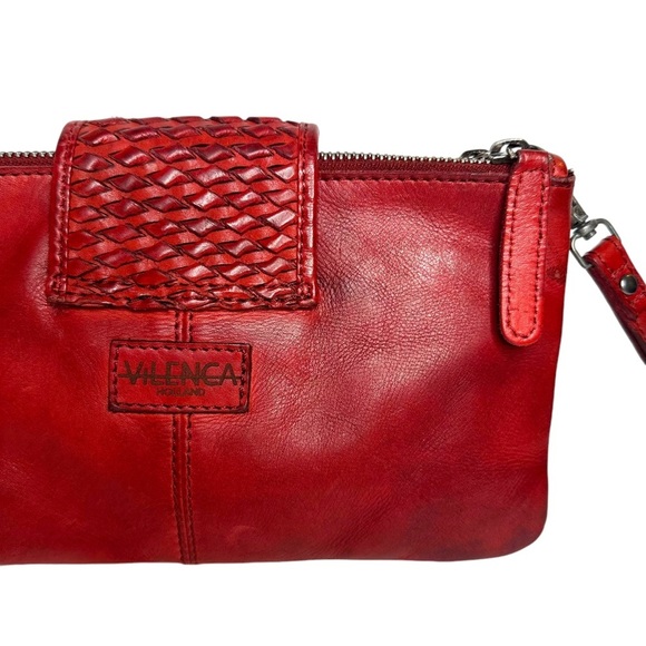 Anthropologie Vilenca Holland Rustic Red Woven Leather Convertible Crossbody - Picture 2 of 9